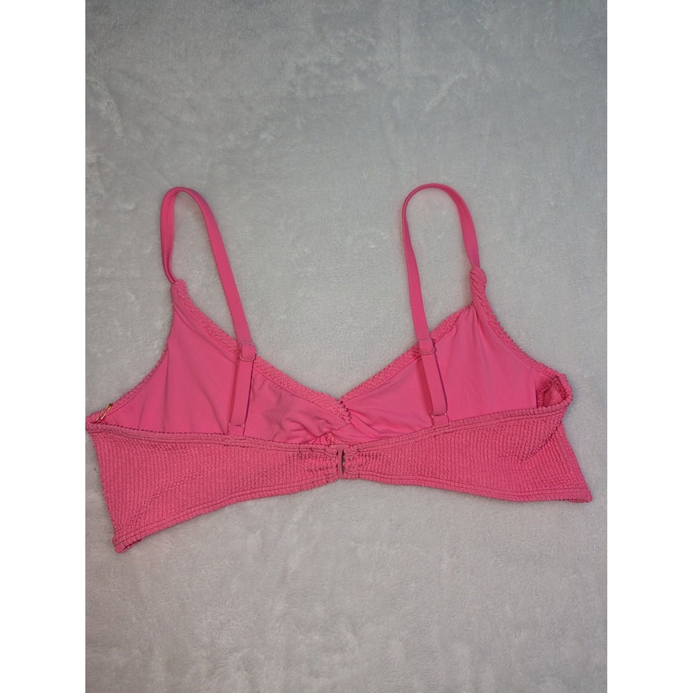 Good American Neon Pink Crinkle Twist Front Bikini Top GSW0231LV Size 4